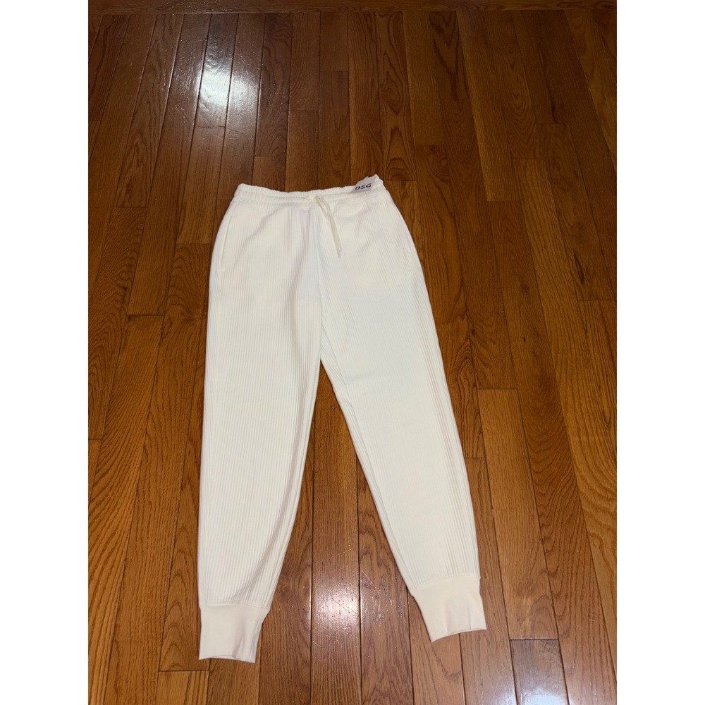 New DSG Everyday High Rise Sweatpants XS Cream Ribbed Knit Lounge Joggers $50